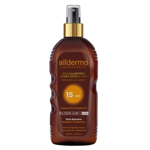 Alldermo - Alldermo Bronzlaştırıcı Sprey Güneş Yağı SPF15 Sprey 200 ml