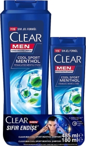 Clear Men Kepeğe Karşı Etkili Cool Sport Menthol Ferahlatıcı Mentol Etkisi 485 ml Şampuan + Cool Mentol 180 ml Şampuan - Clear