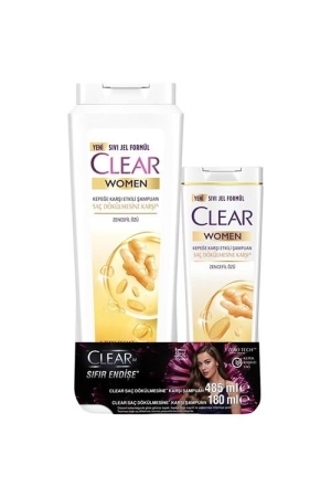 Clear Women Kepeğe Karşı Etkili Şampuan Saç Dökülmesine Karşı Zencefil Özü 485 ml+185 ml - 1