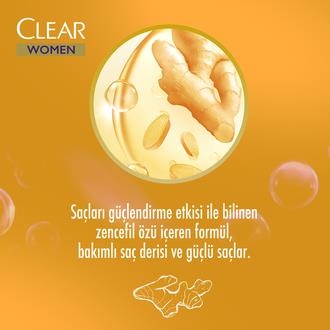 Clear Women Kepeğe Karşı Etkili Şampuan Saç Dökülmesine Karşı Zencefil Özü 485 ml+185 ml - 2