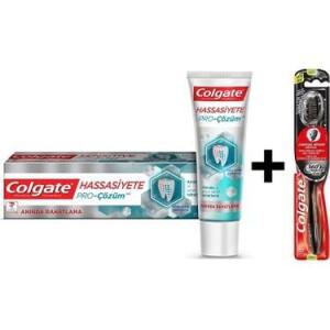 Colgate Diş Macunu Hassasiyet 75 ml+360 Siyah Tekli Diş Fırçası Süper Fırsat Seti - Colgate