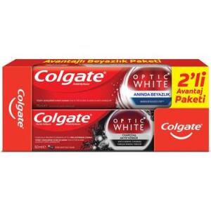 Colgate Optic White Anında Beyazlık 75ml + Aktif Kömür Diş Macunu 50ml - Colgate