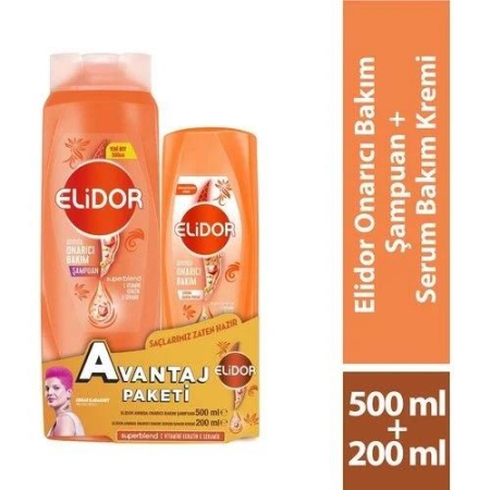 Elidor Onarıcı Bakım Şampuan 500ml + Saç Kremi 200ml - 1