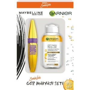 Garnier - Garnier Çift Bazlı Miceller 100 ml+ Maybelline Rimel Maskara Göz Makyajı Seti