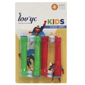 Lov'yc Kids Superheroes Yumuşak 4lü Elektrikli Diş Fıçası Yedeği - Lov'yc