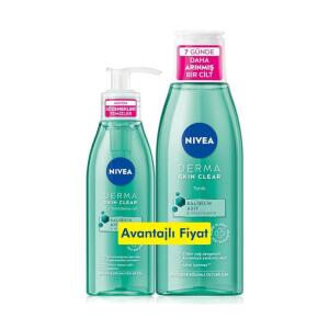 Nivea Derma Skin Clear Yüz Temizleme Jeli 150 ml + Derma Skin Clear Sivilce Karşıtı Tonik 200 ml - Nivea