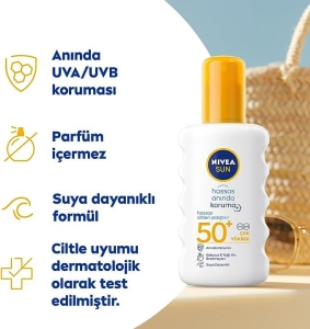 Nivea Sun Hassas Koruma SPF50+ 200 ml Güneş Spreyi - Thumbnail