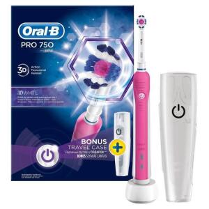 Oral-B Pro 750 3D White Pembe + Seyahat Kabı Hediyeli Şarj Edilebilir Diş Fırçası D16.513.UX - Oral-B