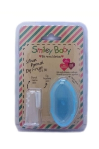 Smiley Baby - Smiley Baby Mavi Saklama Kaplı Parmak Fırça 