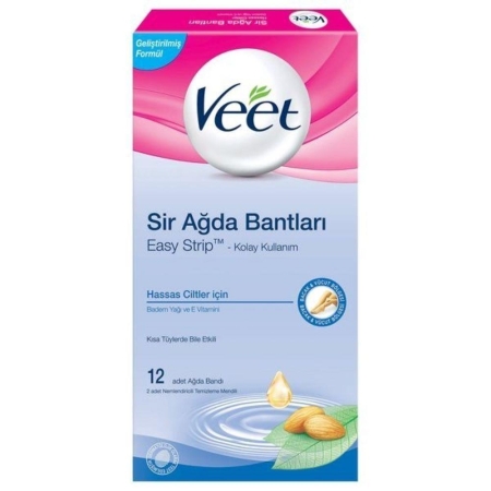 Veet Ağda Bandı 12li Hassas Ciltler için Mavi - 1